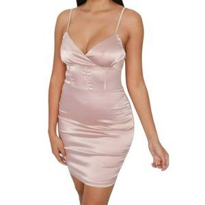 Tic Toc Sleeveless Satin Bodycon Mini Dress Mauve Pink Size Small NWT